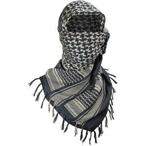 Men's Black/Camel Military Shemagh Tactical Desert Cotton Keffiyeh Scarf Wrap